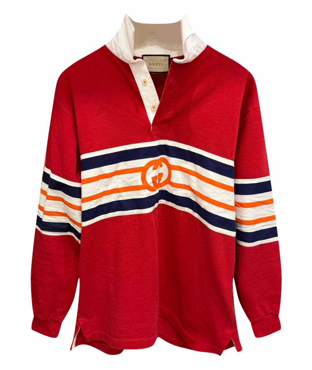GUCCI Красное хлопковое поло с длинным рукавом, фото 1
