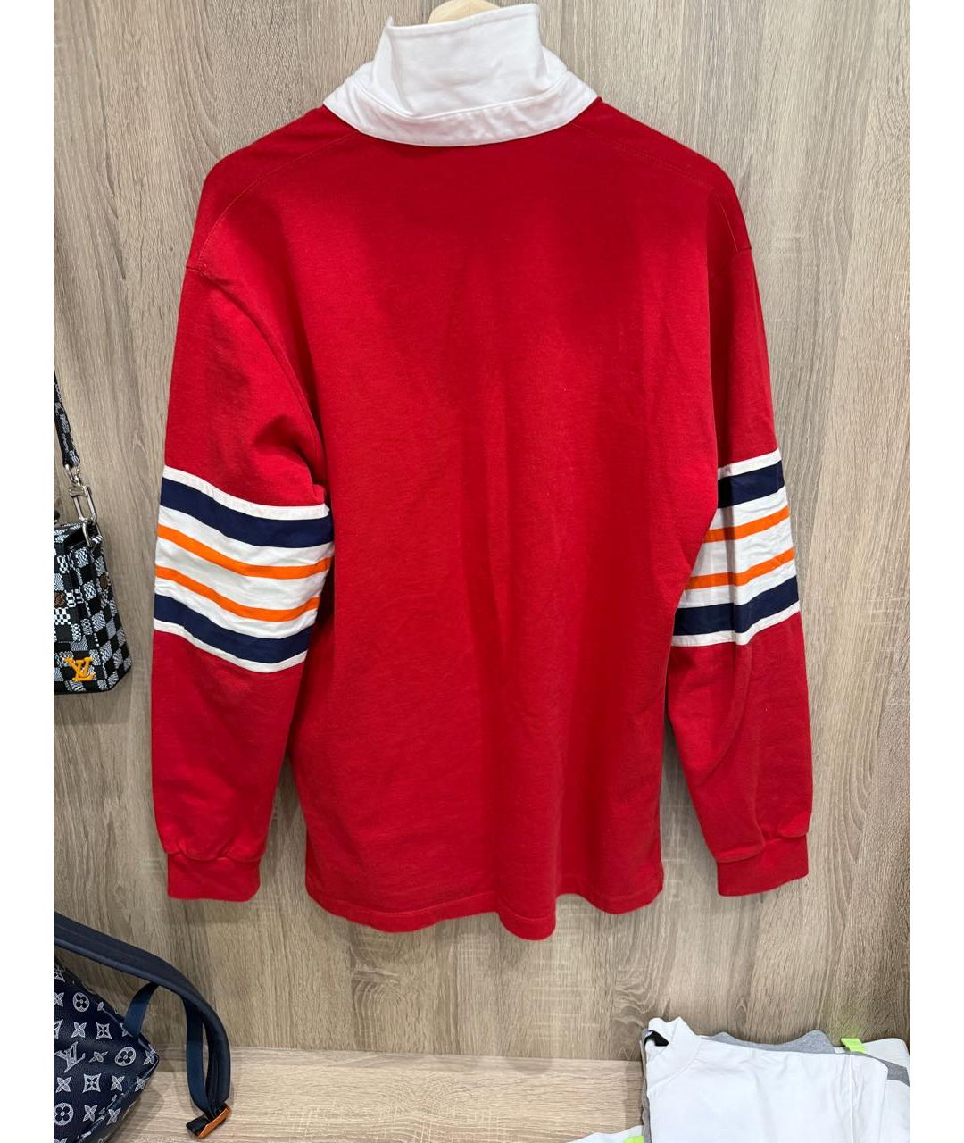 GUCCI Красное хлопковое поло с длинным рукавом, фото 2