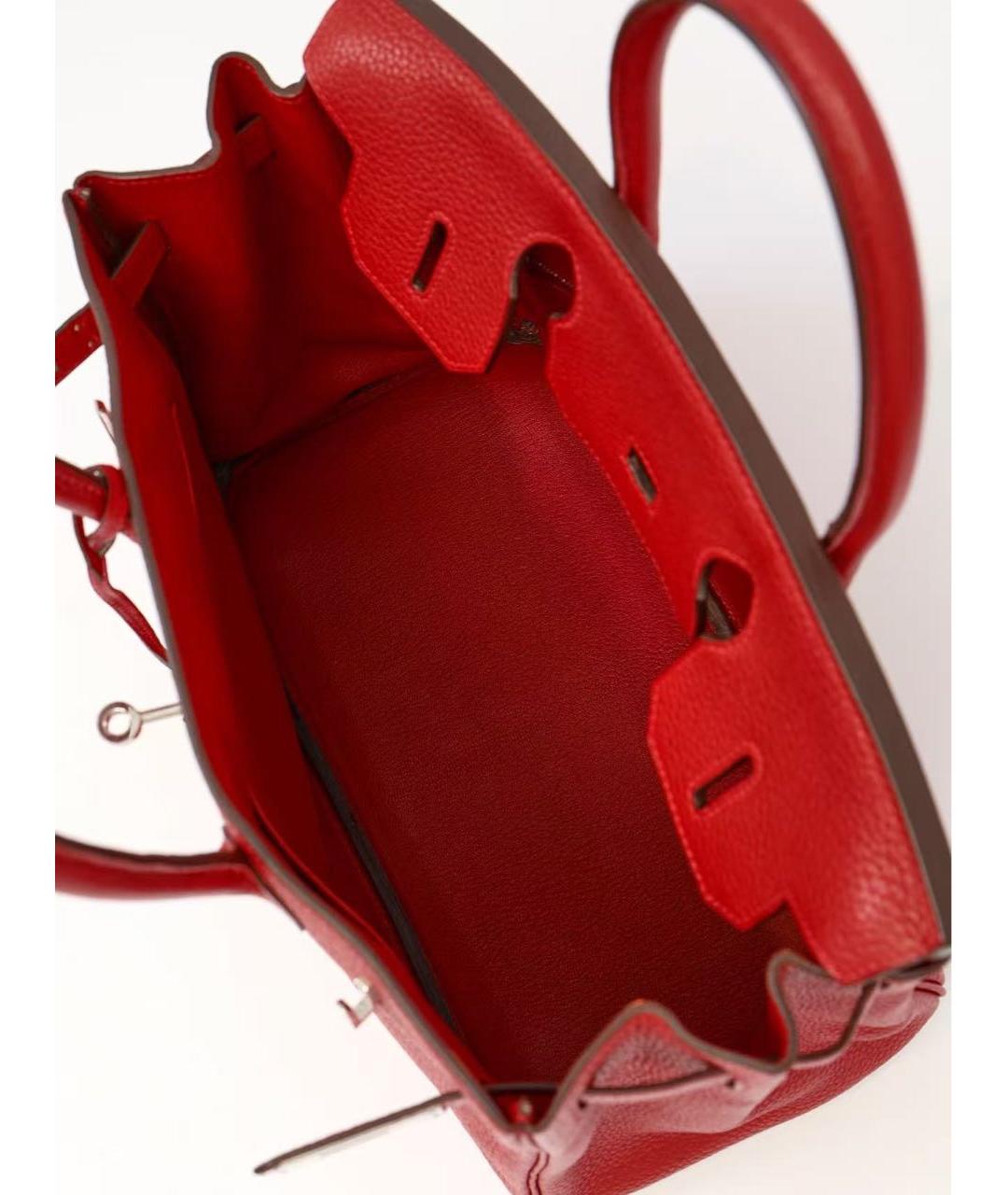 HERMES Красная кожаная сумка с короткими ручками, фото 7
