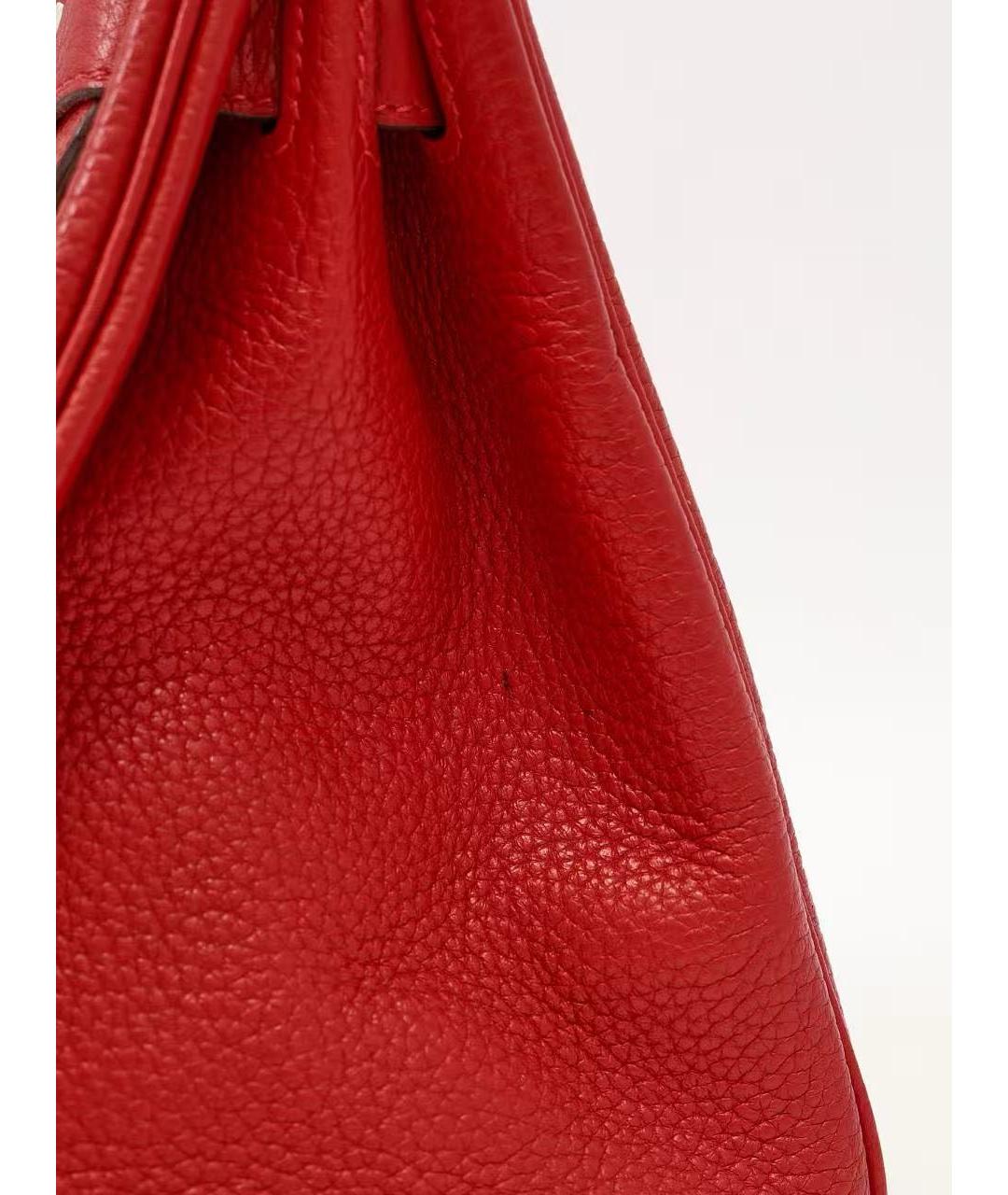 HERMES Красная кожаная сумка с короткими ручками, фото 6