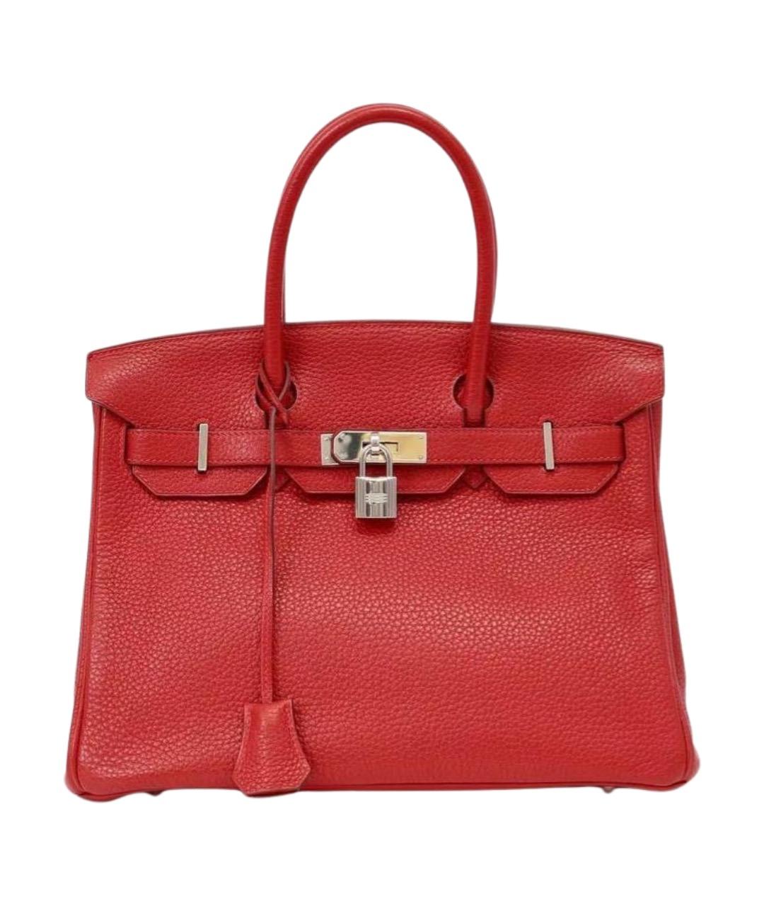 HERMES Красная кожаная сумка с короткими ручками, фото 1