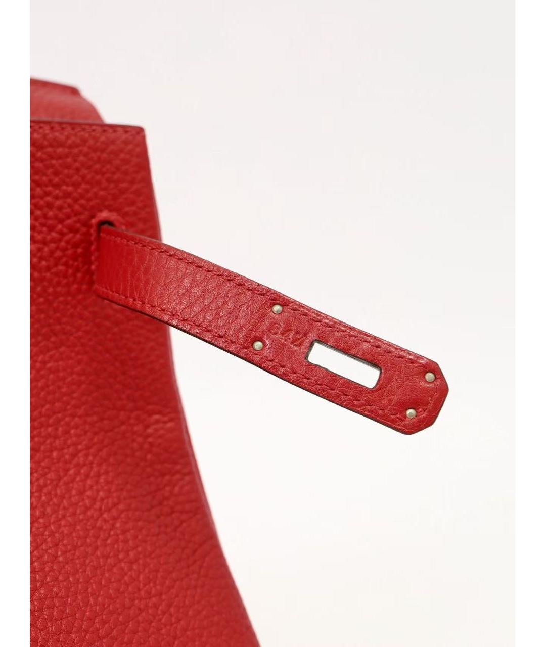 HERMES Красная кожаная сумка с короткими ручками, фото 2