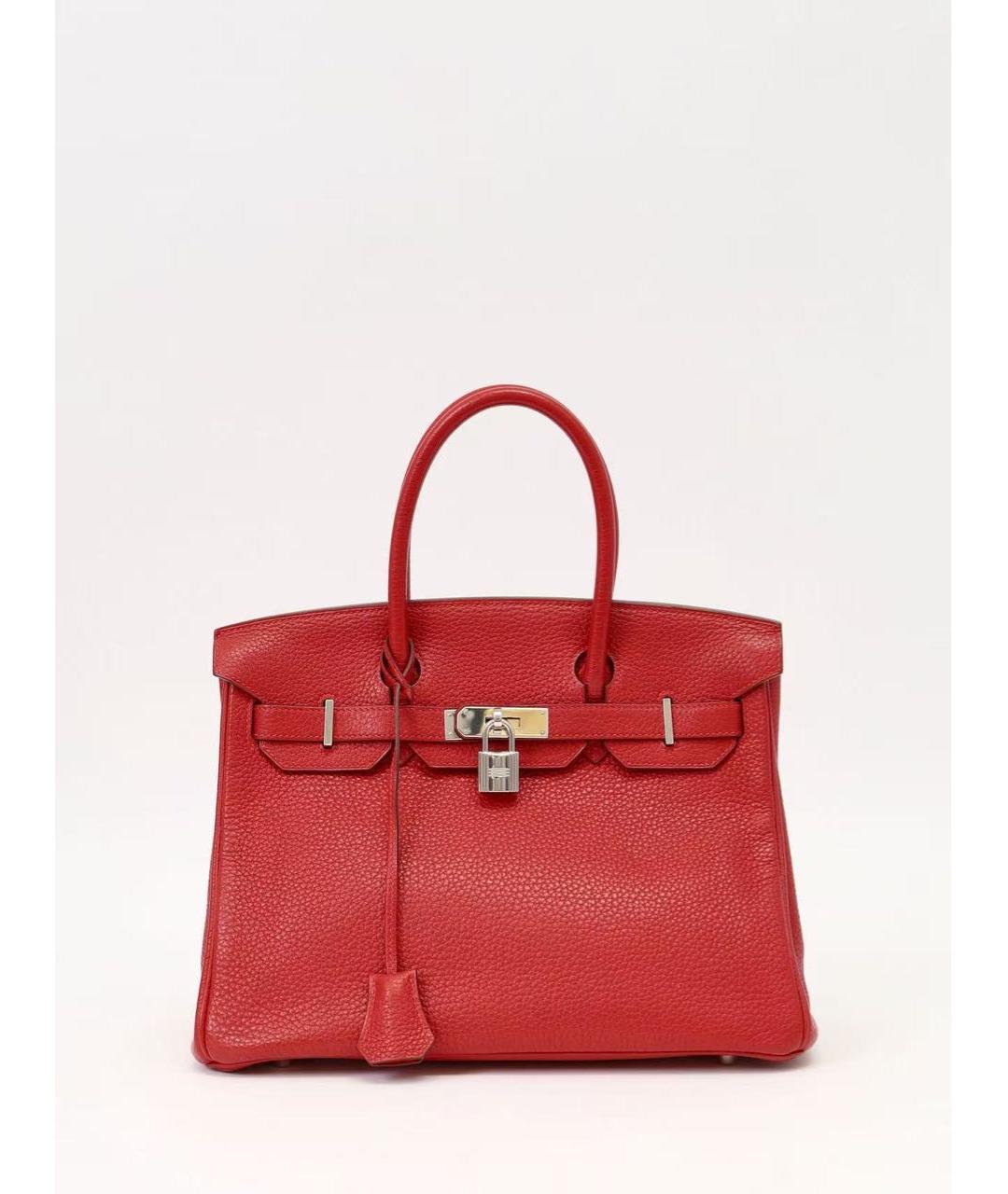 HERMES Красная кожаная сумка с короткими ручками, фото 9