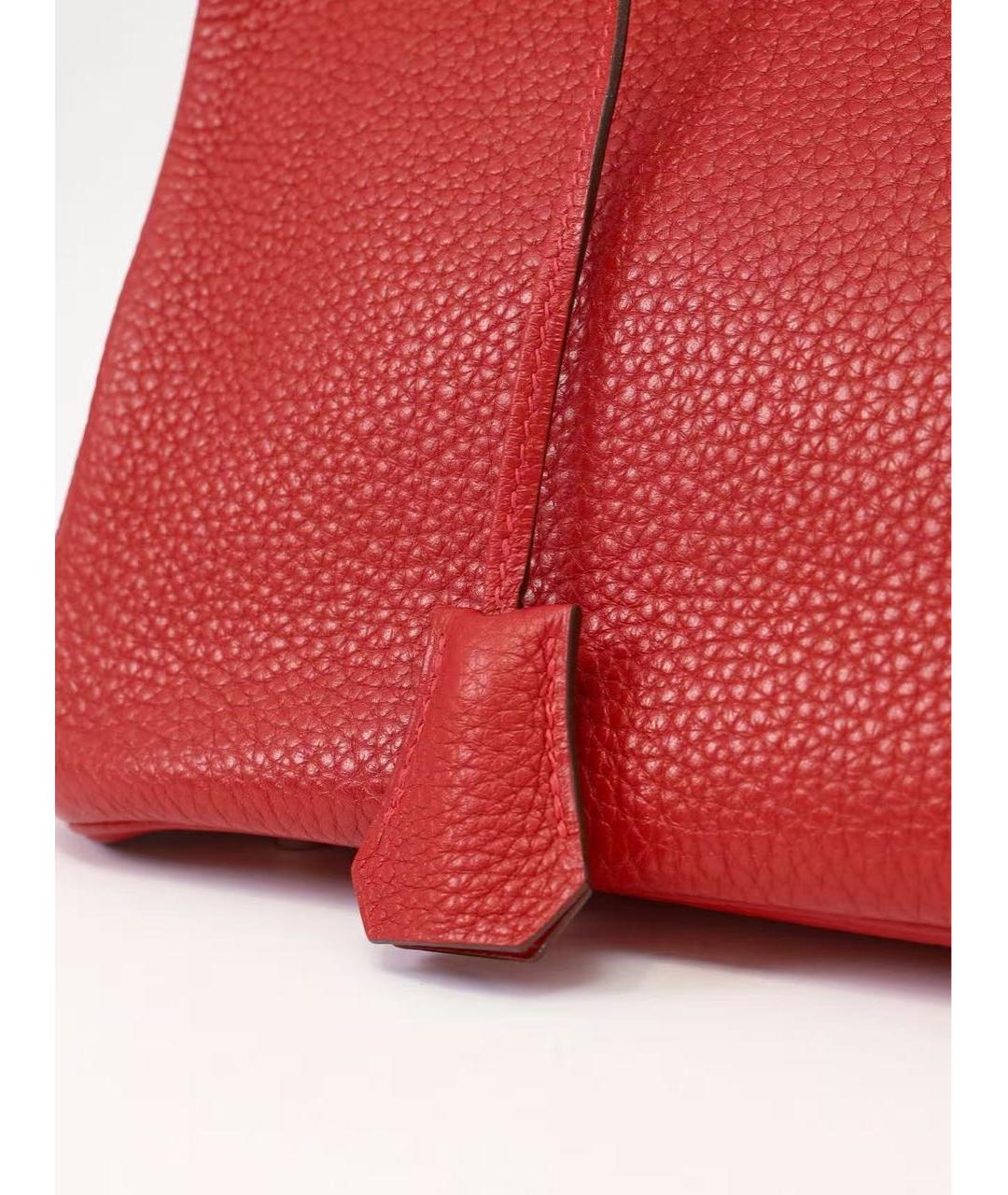 HERMES Красная кожаная сумка с короткими ручками, фото 3