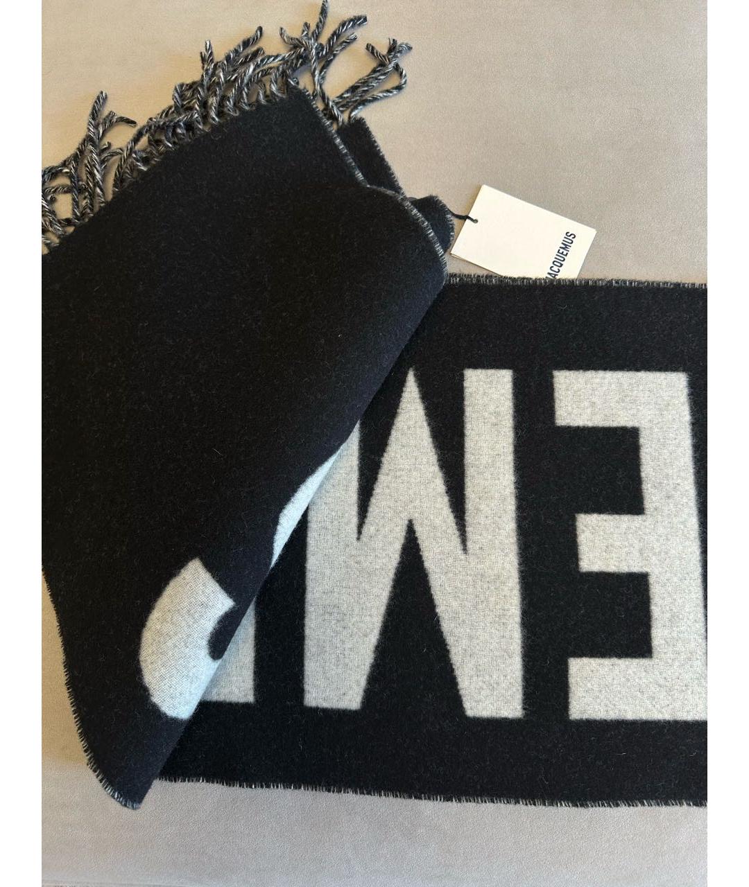 JACQUEMUS Черный шерстяной шарф, фото 3