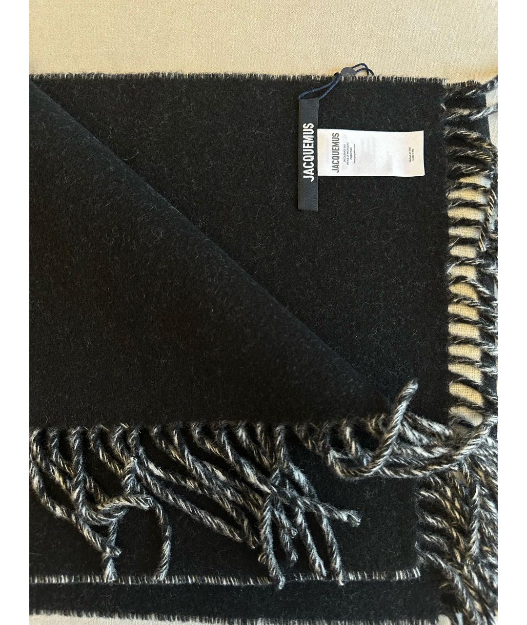 JACQUEMUS Черный шерстяной шарф, фото 2