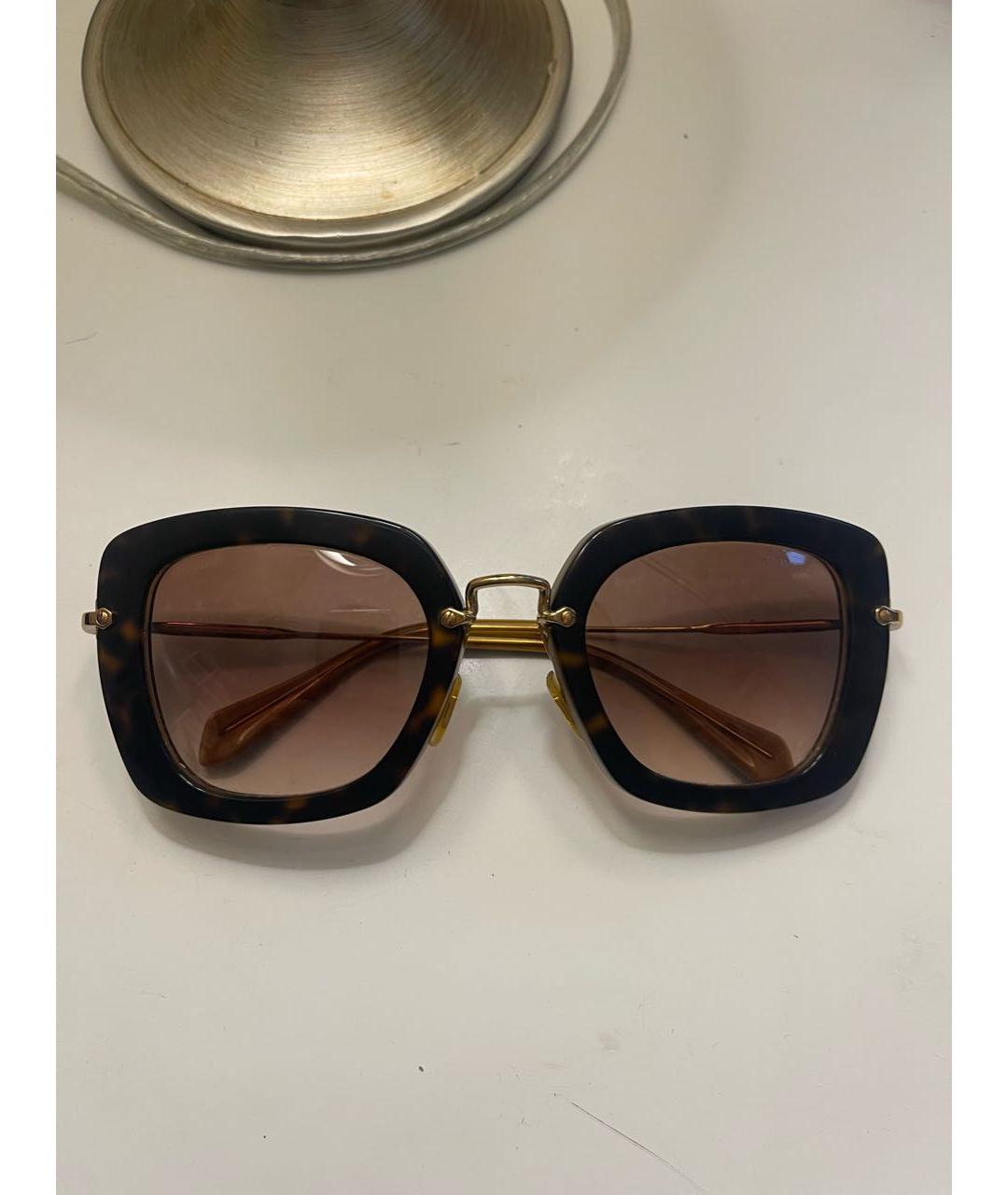 MIU MIU Золотые металлические солнцезащитные очки, фото 4