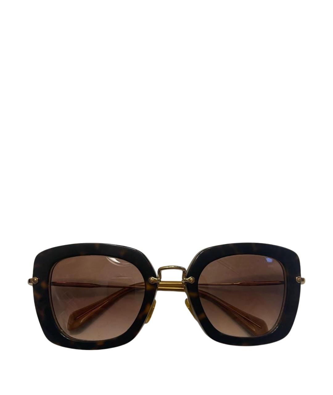 MIU MIU Золотые металлические солнцезащитные очки, фото 1