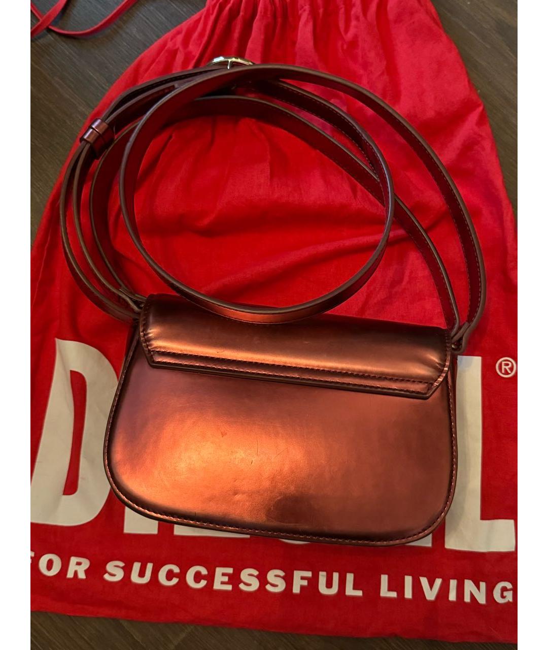 DIESEL Красная кожаная сумка через плечо, фото 3
