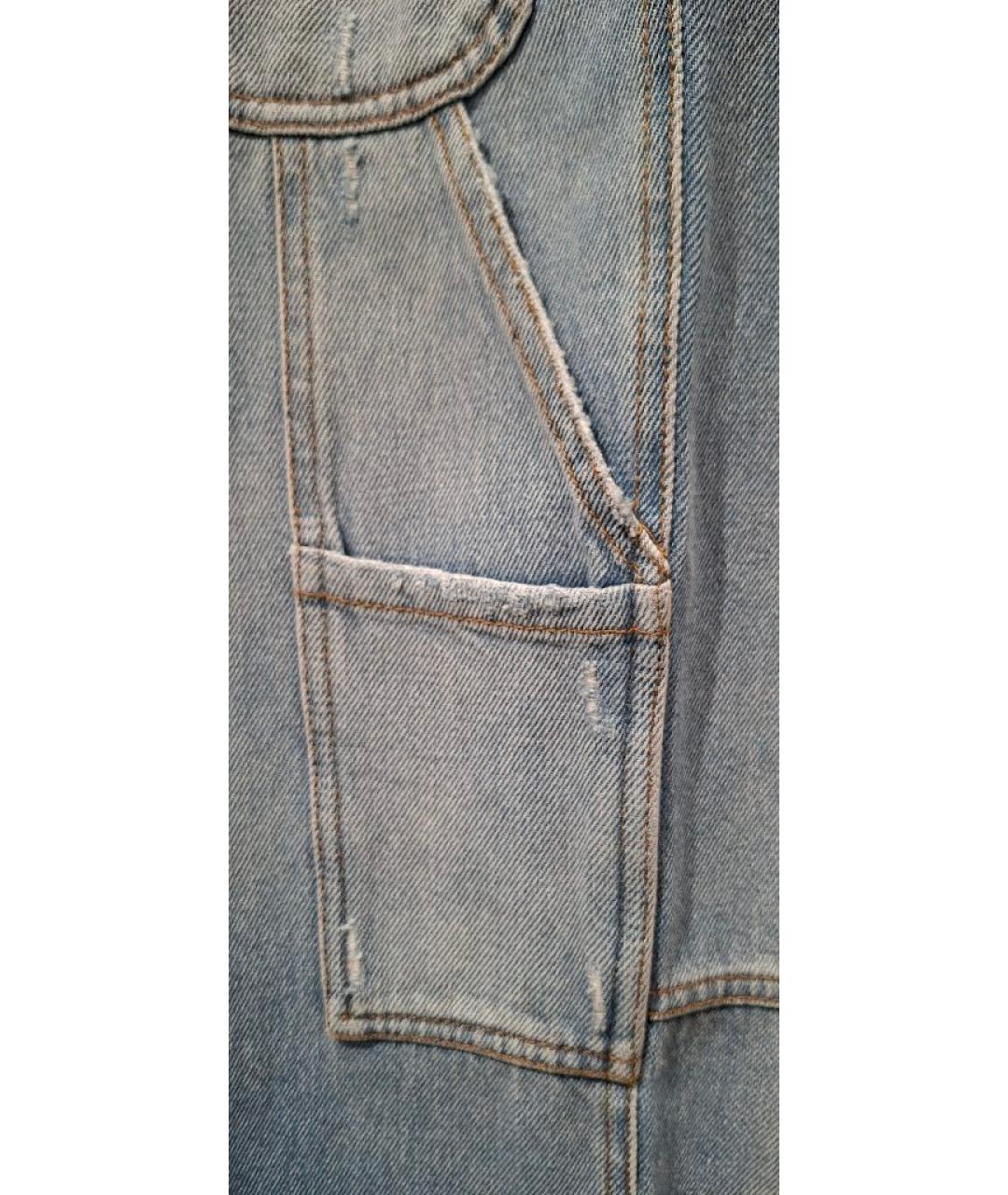 ERMANNO FIRENZE Голубые хлопковые прямые джинсы, фото 9