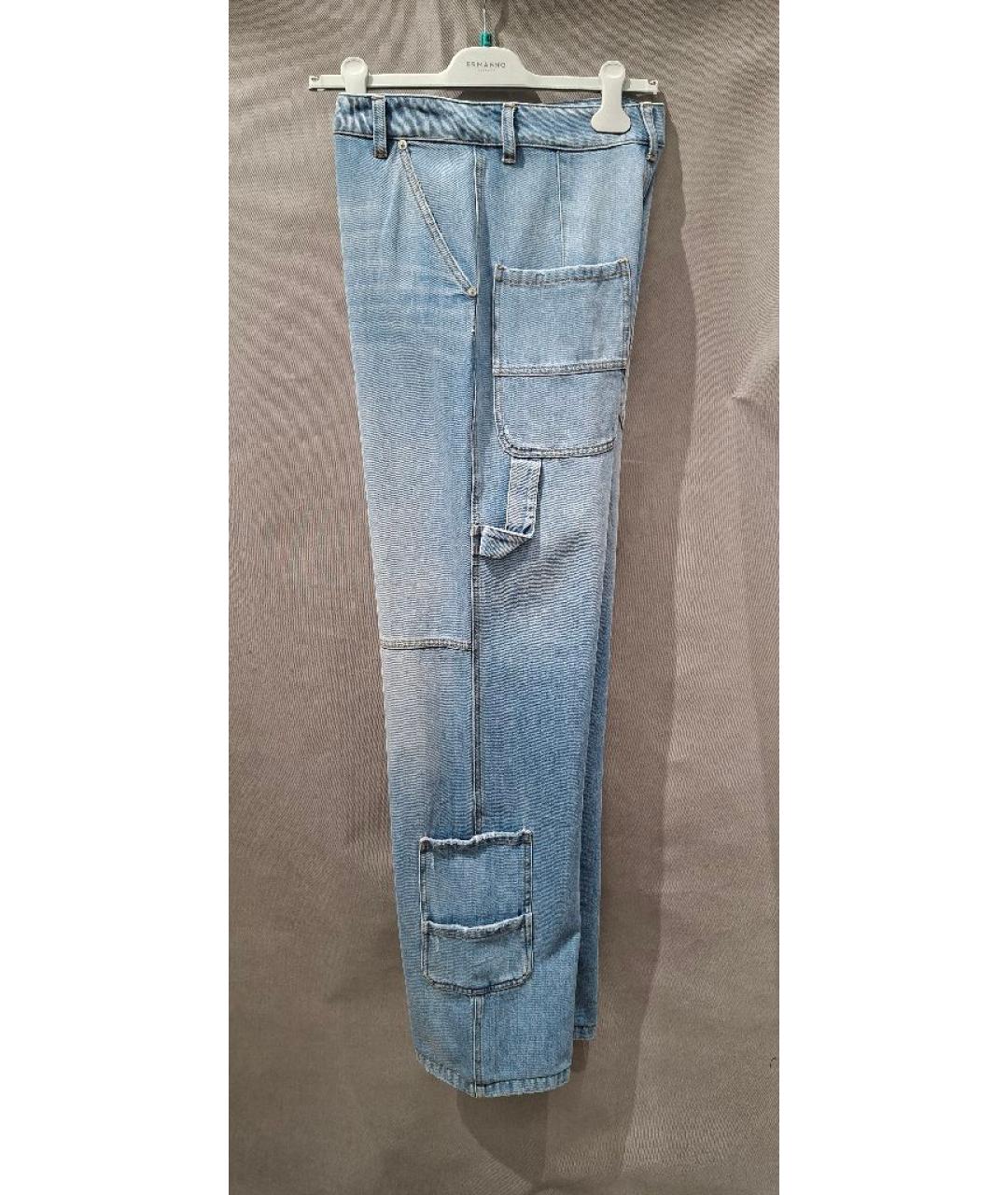 ERMANNO FIRENZE Голубые хлопковые прямые джинсы, фото 6