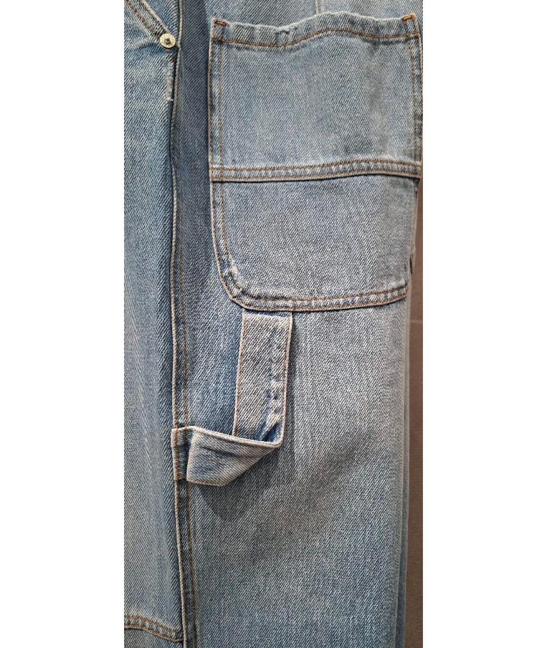 ERMANNO FIRENZE Голубые хлопковые прямые джинсы, фото 7