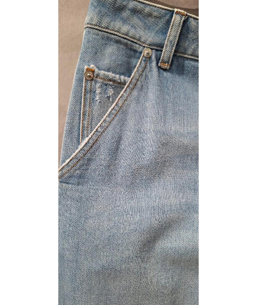 ERMANNO FIRENZE Голубые хлопковые прямые джинсы, фото 4