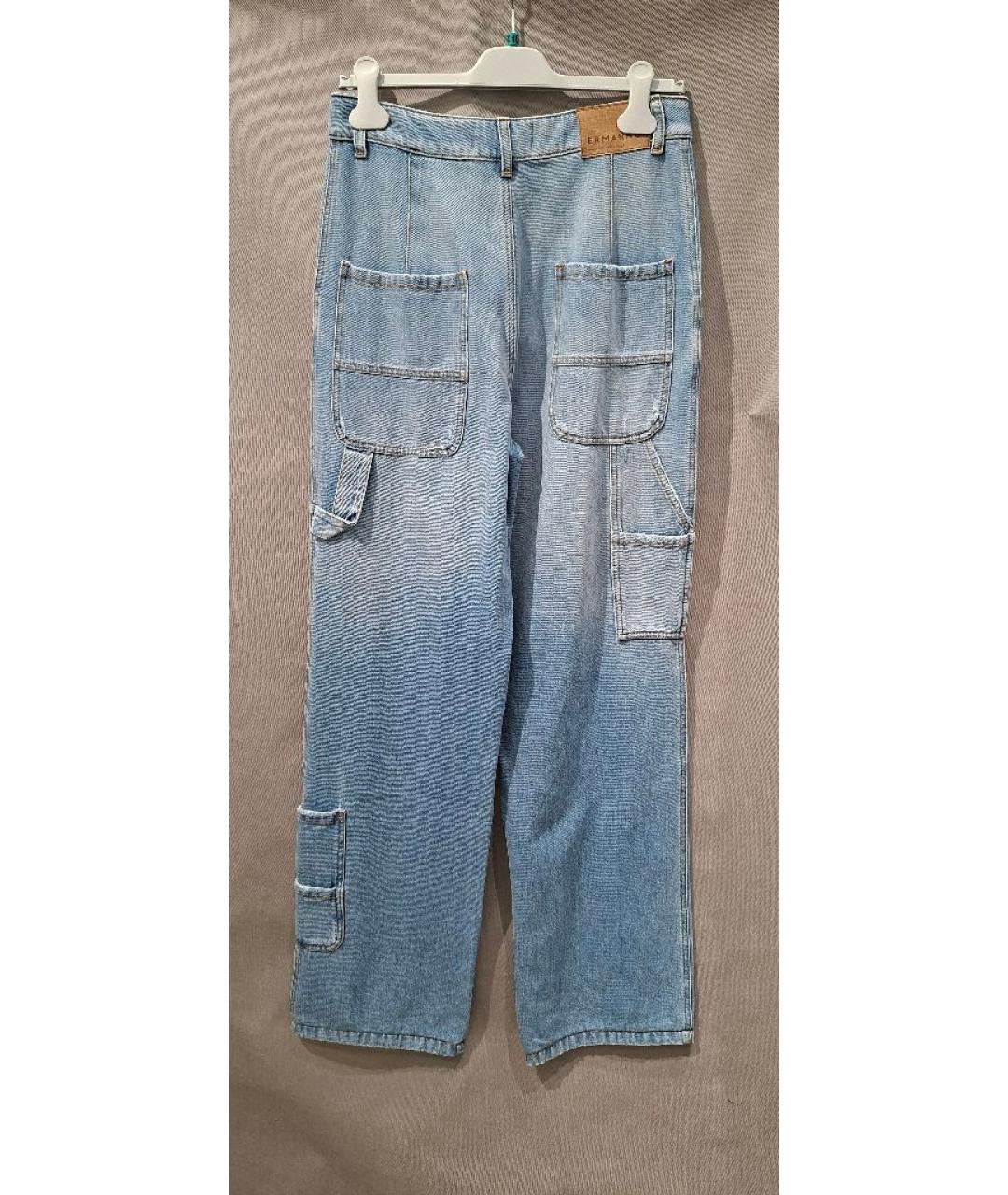 ERMANNO FIRENZE Голубые хлопковые прямые джинсы, фото 2