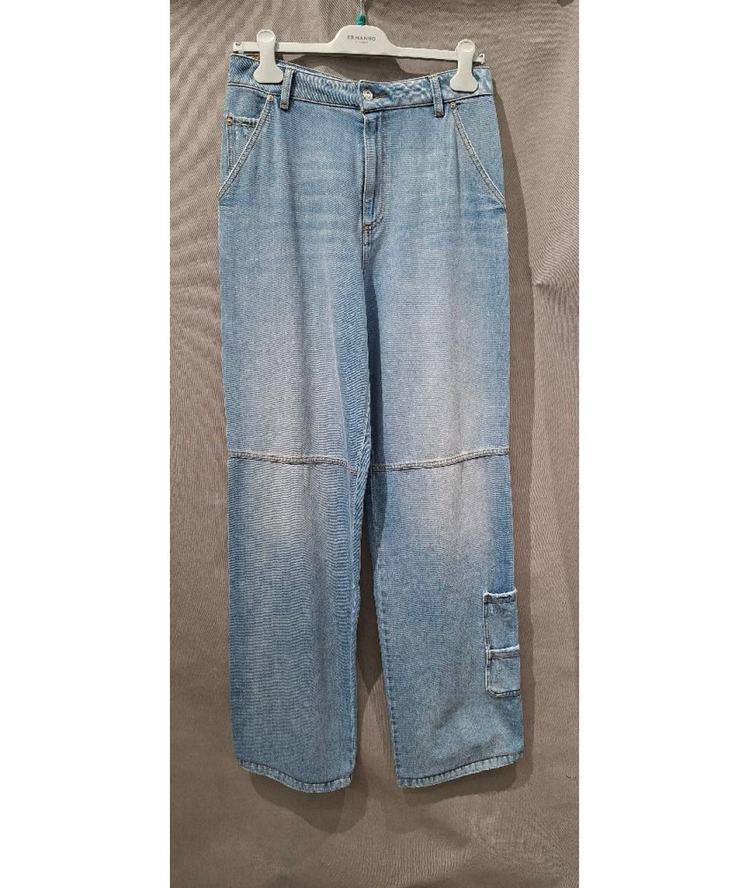 ERMANNO FIRENZE Голубые хлопковые прямые джинсы, фото 10