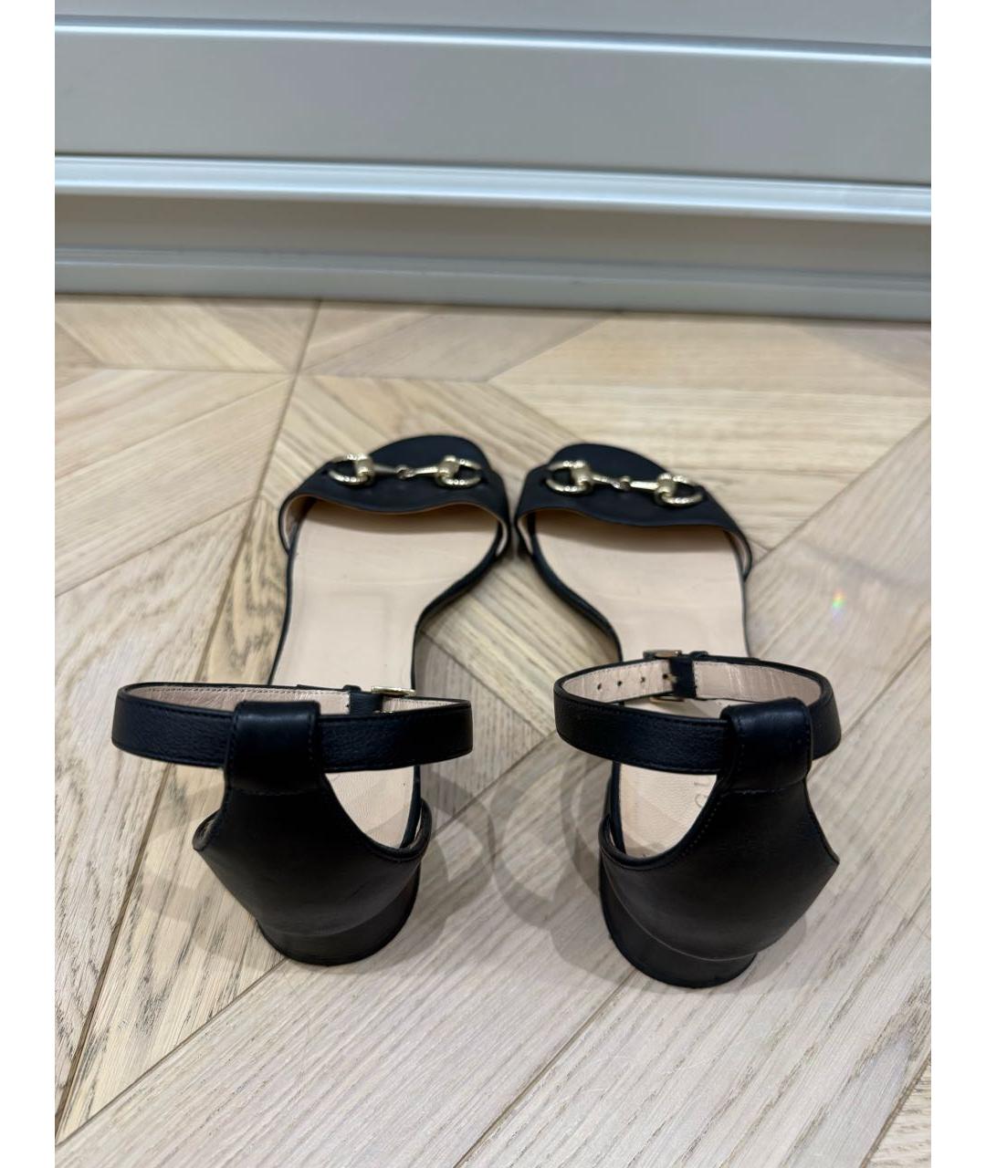 GUCCI Черные кожаные босоножки, фото 3