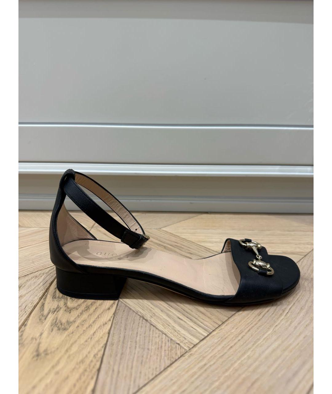 GUCCI Черные кожаные босоножки, фото 6