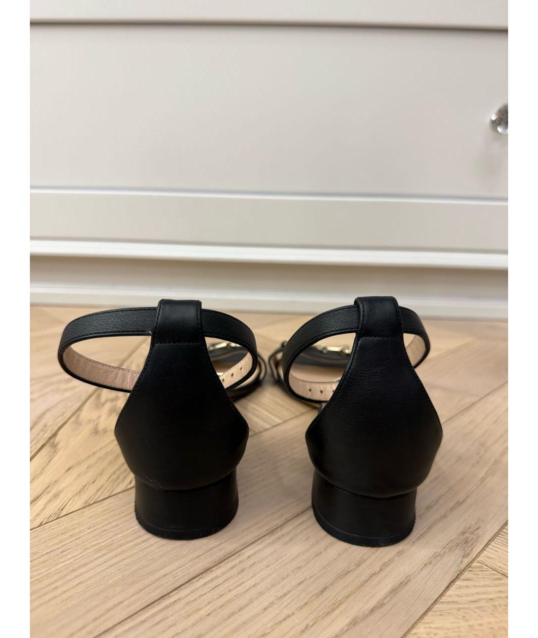 GUCCI Черные кожаные босоножки, фото 4