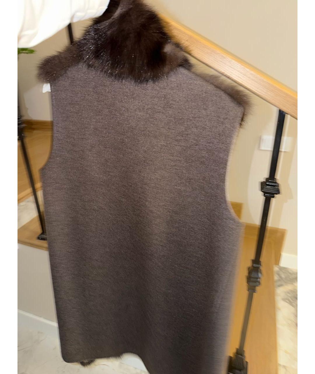 MANZONI 24 Коричневый меховой жилет, фото 3