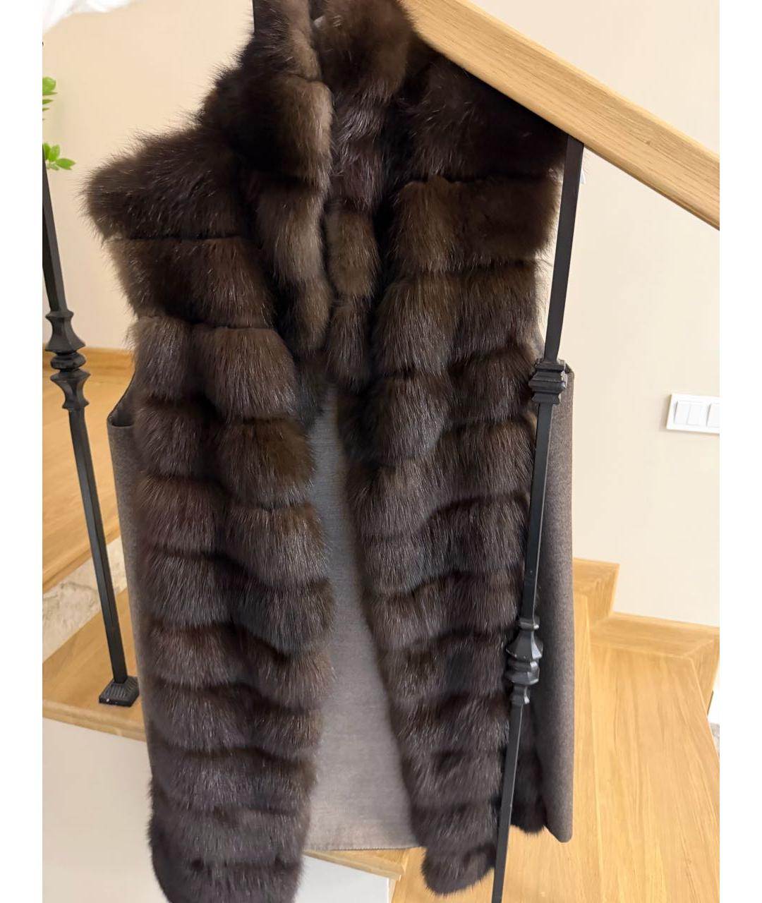 MANZONI 24 Коричневый меховой жилет, фото 9