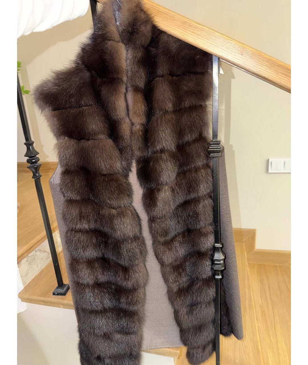 MANZONI 24 Коричневый меховой жилет, фото 2