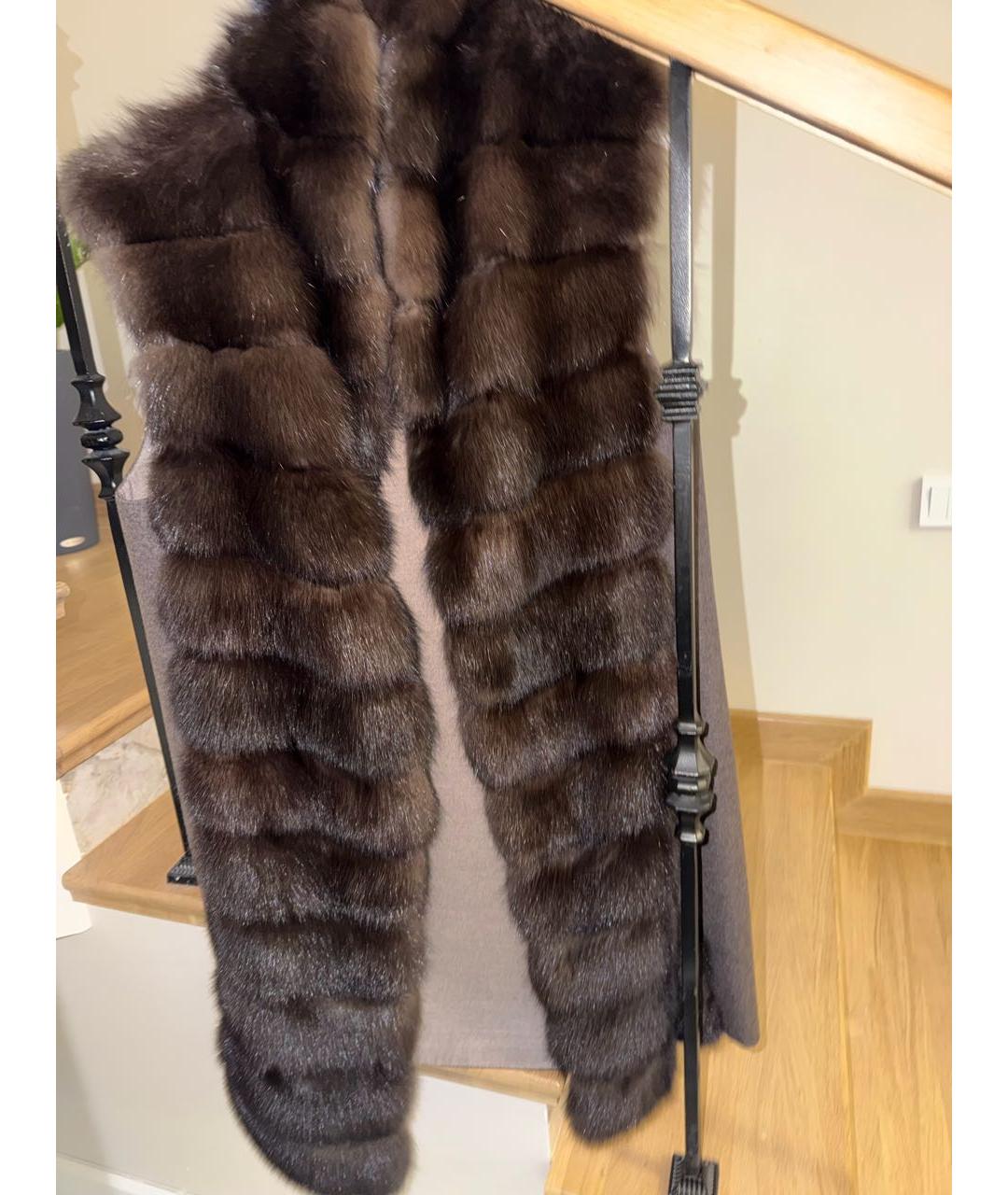 MANZONI 24 Коричневый меховой жилет, фото 8