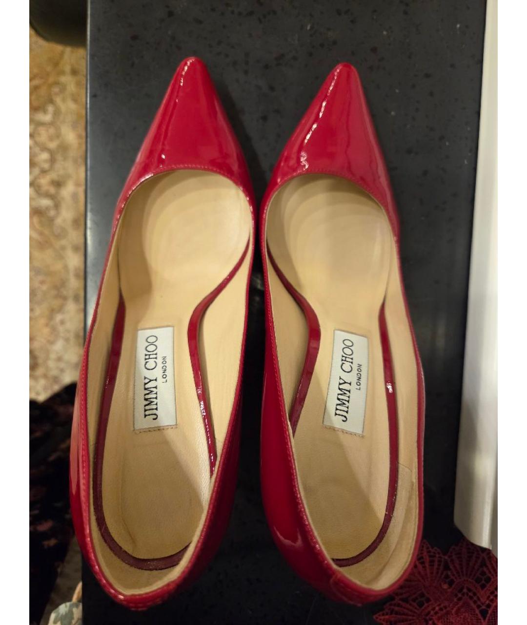 JIMMY CHOO Красные туфли из лакированной кожи, фото 3