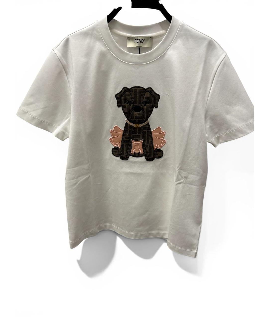 FENDI Белая хлопковая футболка, фото 4