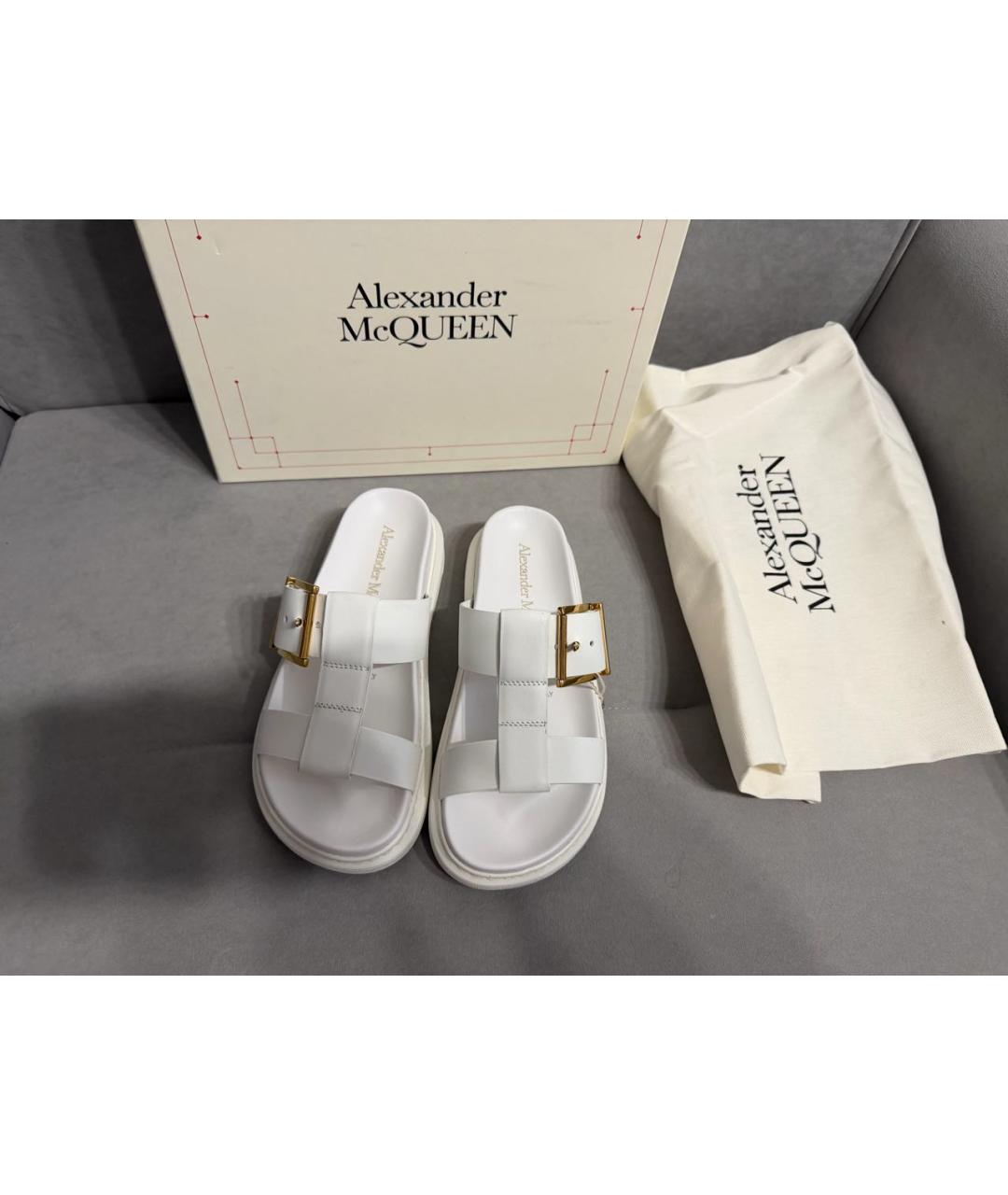 ALEXANDER MCQUEEN Белые кожаные сандалии, фото 6