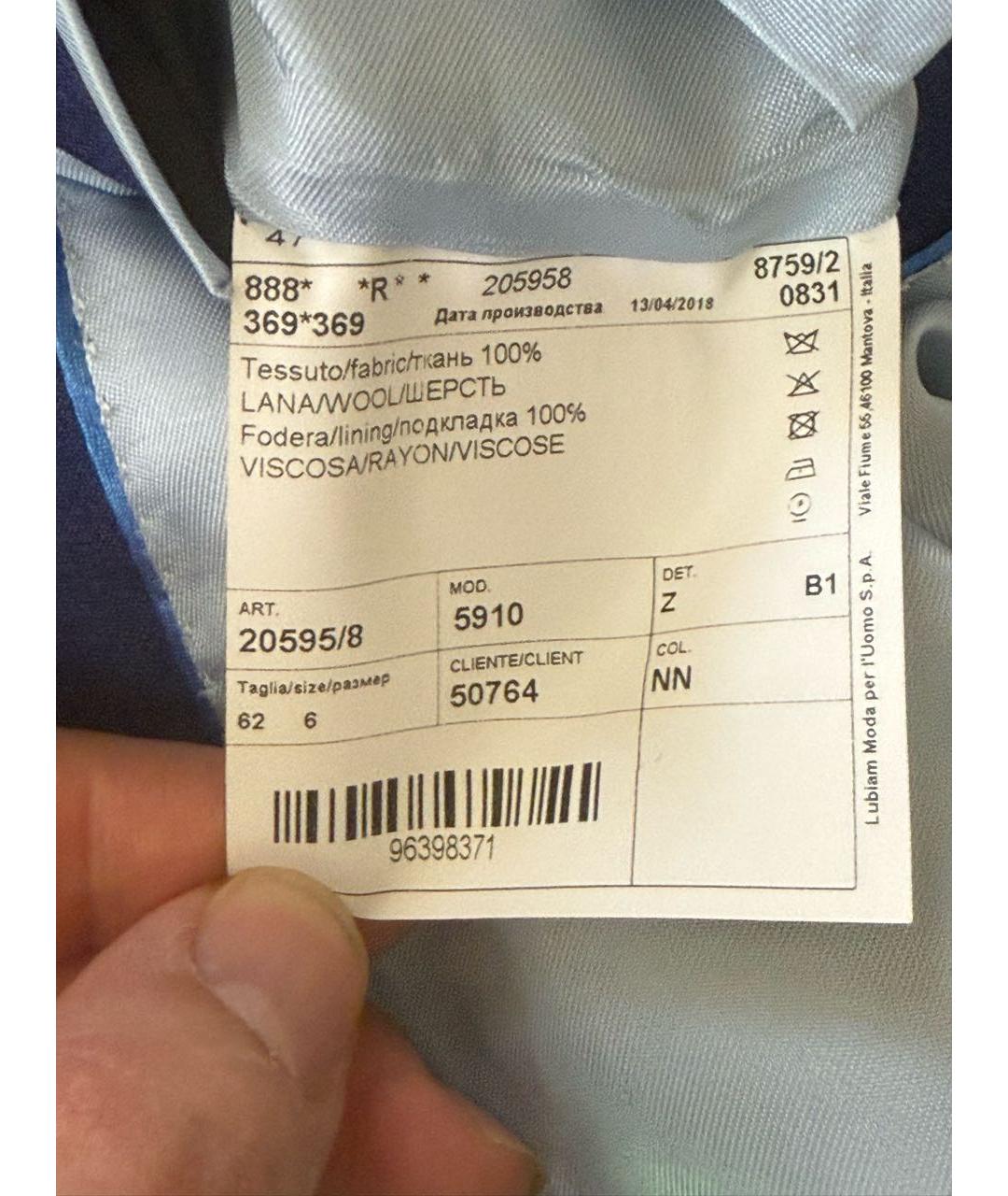 LORO PIANA Темно-синий классический костюм, фото 8