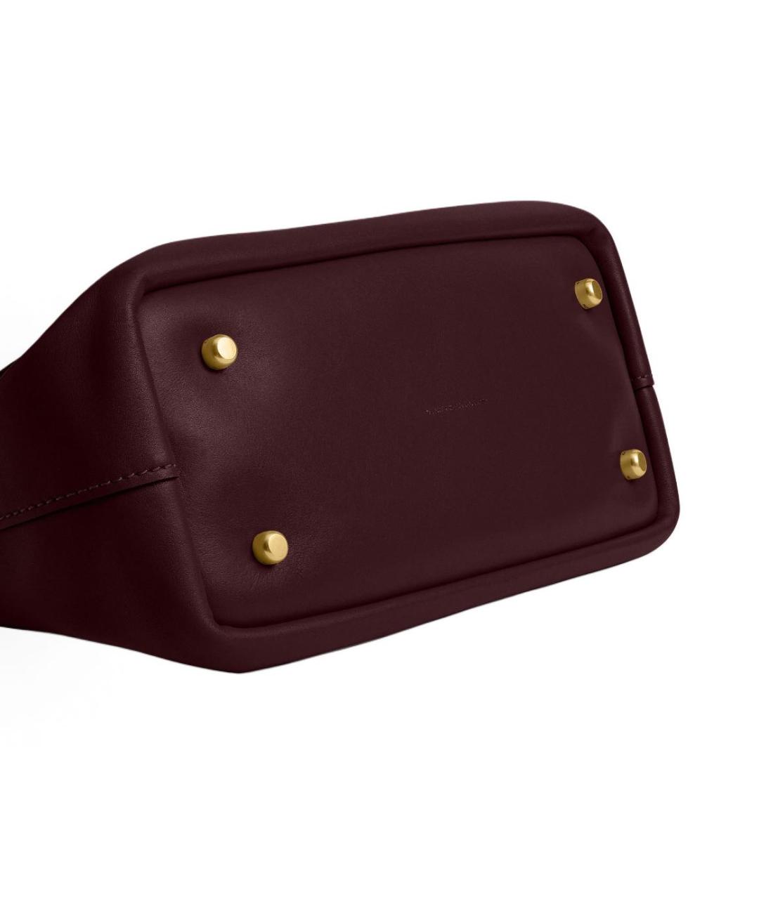 COACH Бордовая кожаная сумка с короткими ручками, фото 5