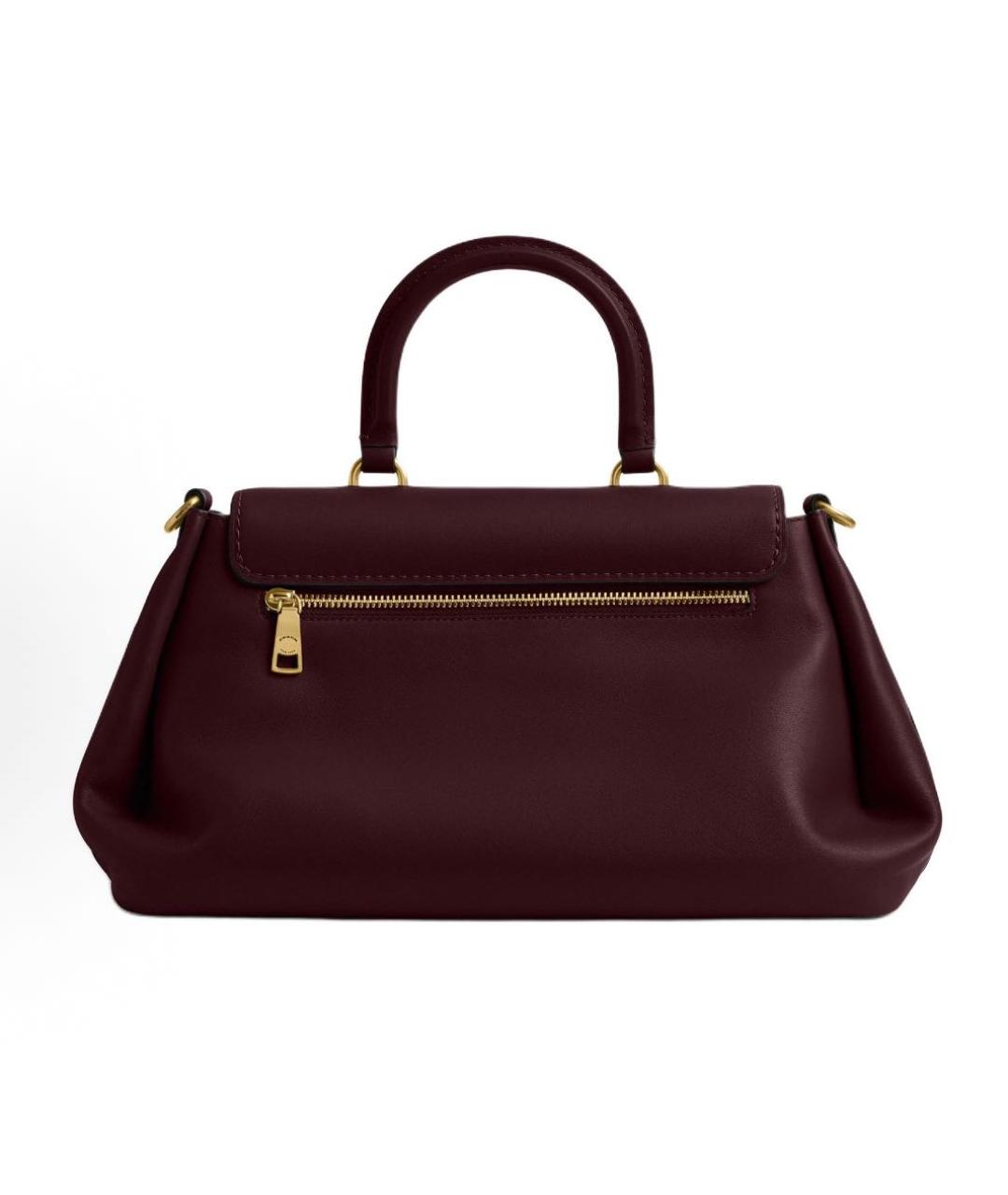 COACH Бордовая кожаная сумка с короткими ручками, фото 3