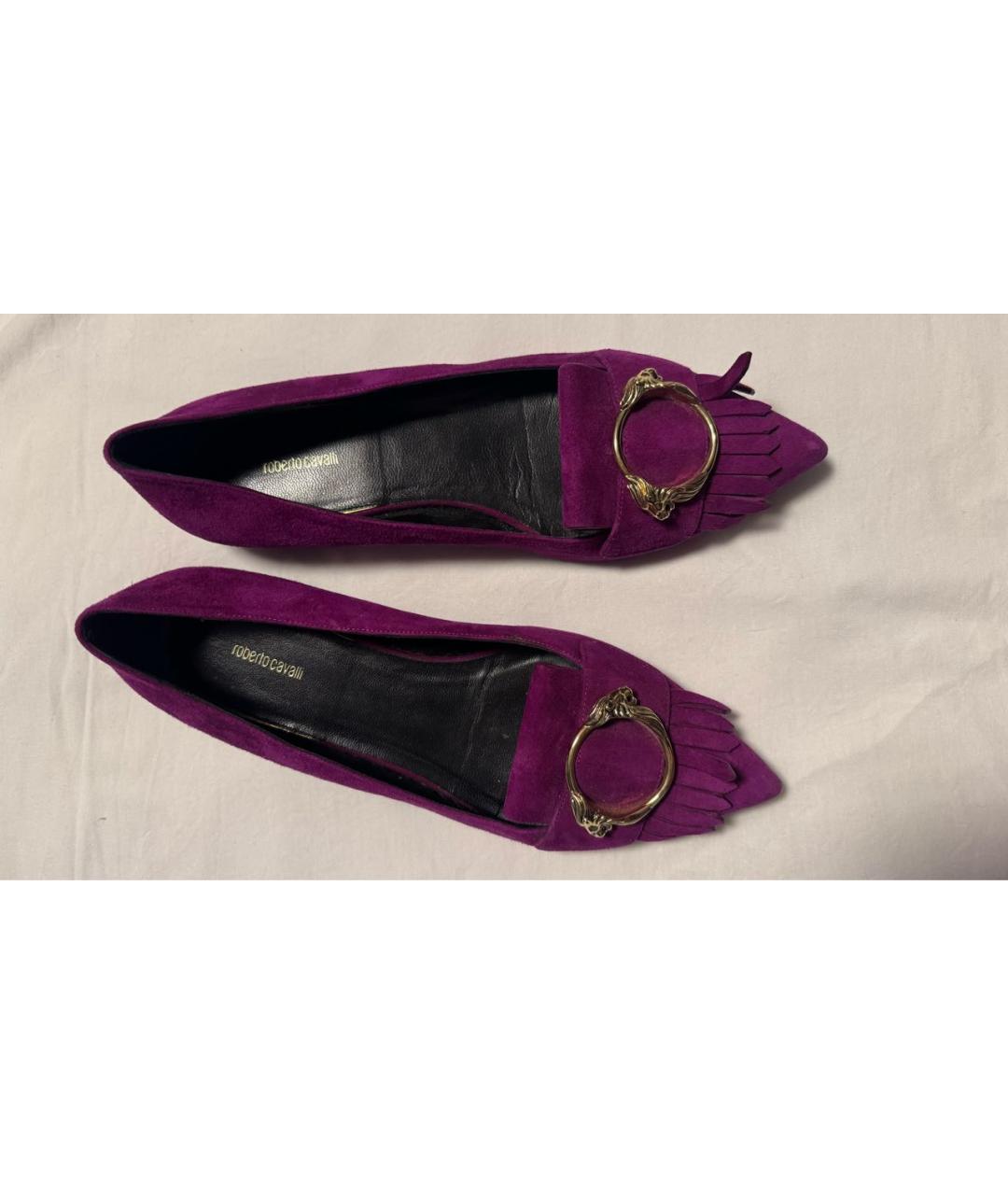 ROBERTO CAVALLI Фиолетовые замшевые балетки, фото 2
