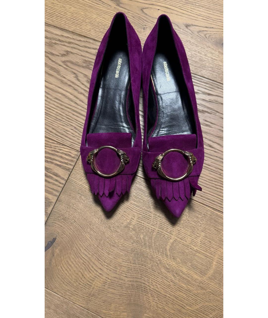 ROBERTO CAVALLI Фиолетовые замшевые балетки, фото 7