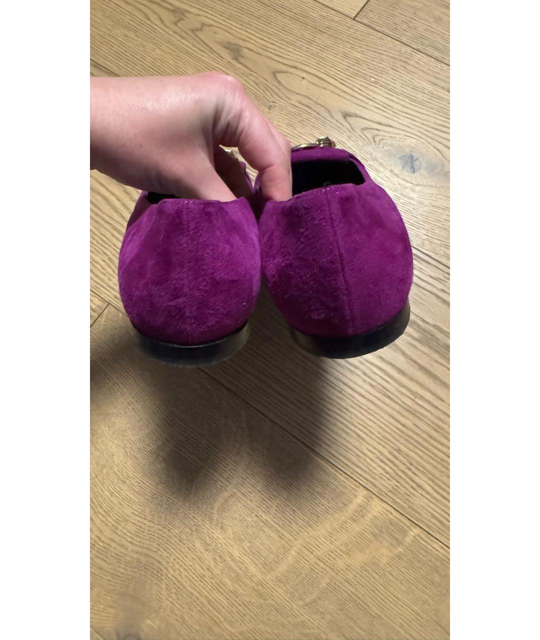 ROBERTO CAVALLI Фиолетовые замшевые балетки, фото 5