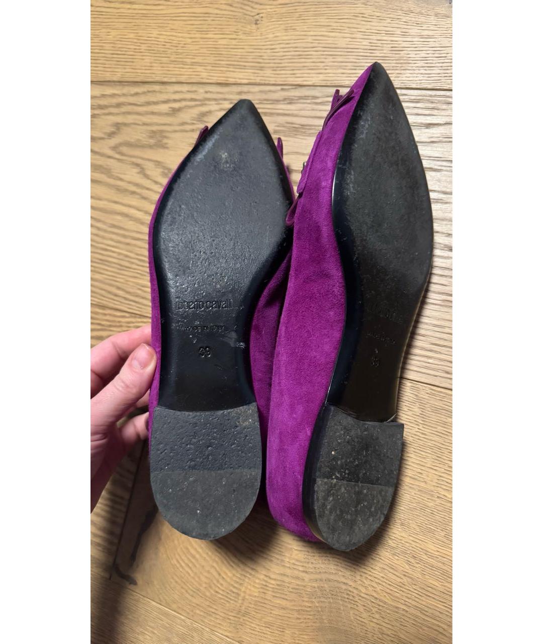 ROBERTO CAVALLI Фиолетовые замшевые балетки, фото 6