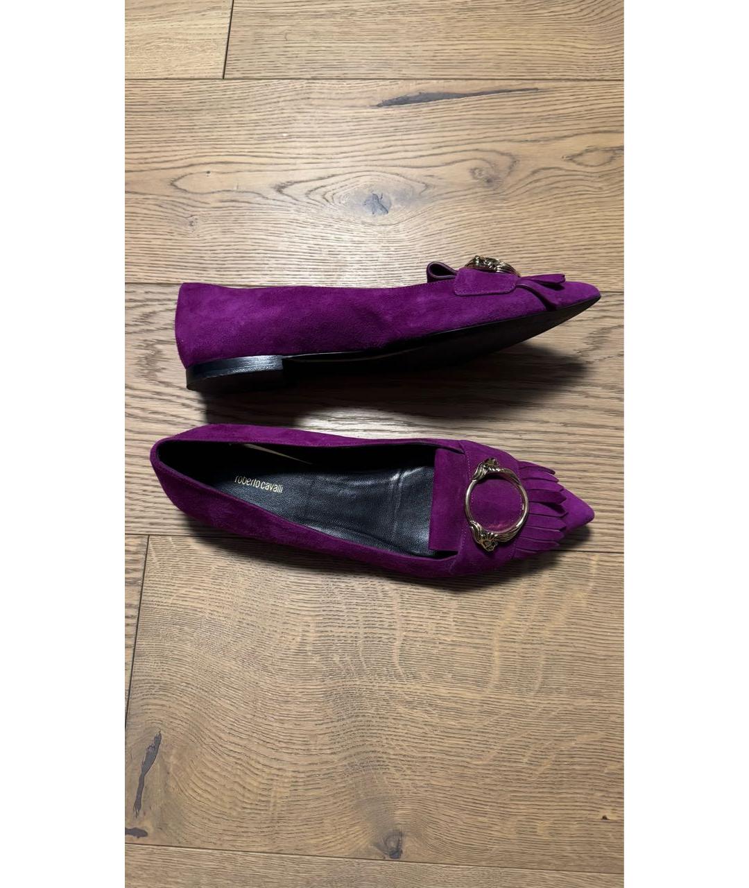 ROBERTO CAVALLI Фиолетовые замшевые балетки, фото 4