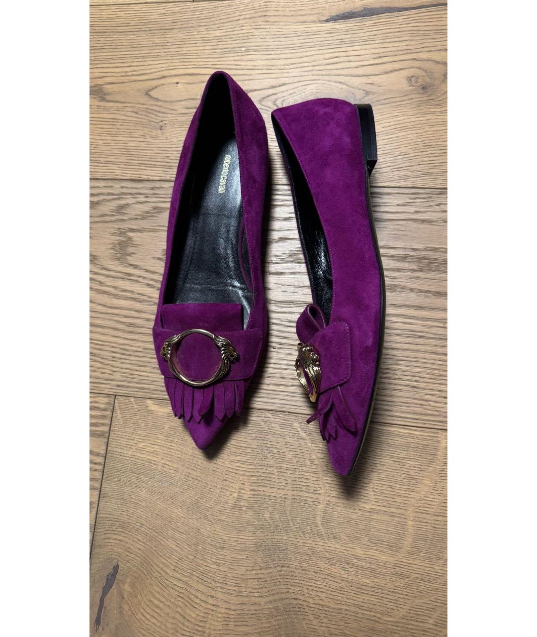 ROBERTO CAVALLI Фиолетовые замшевые балетки, фото 8