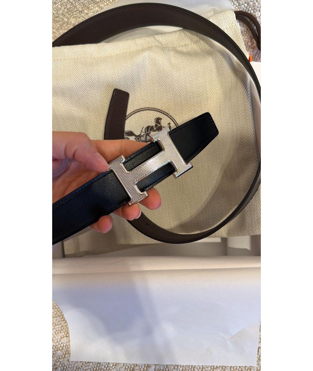 HERMES Черный кожаный ремень, фото 3