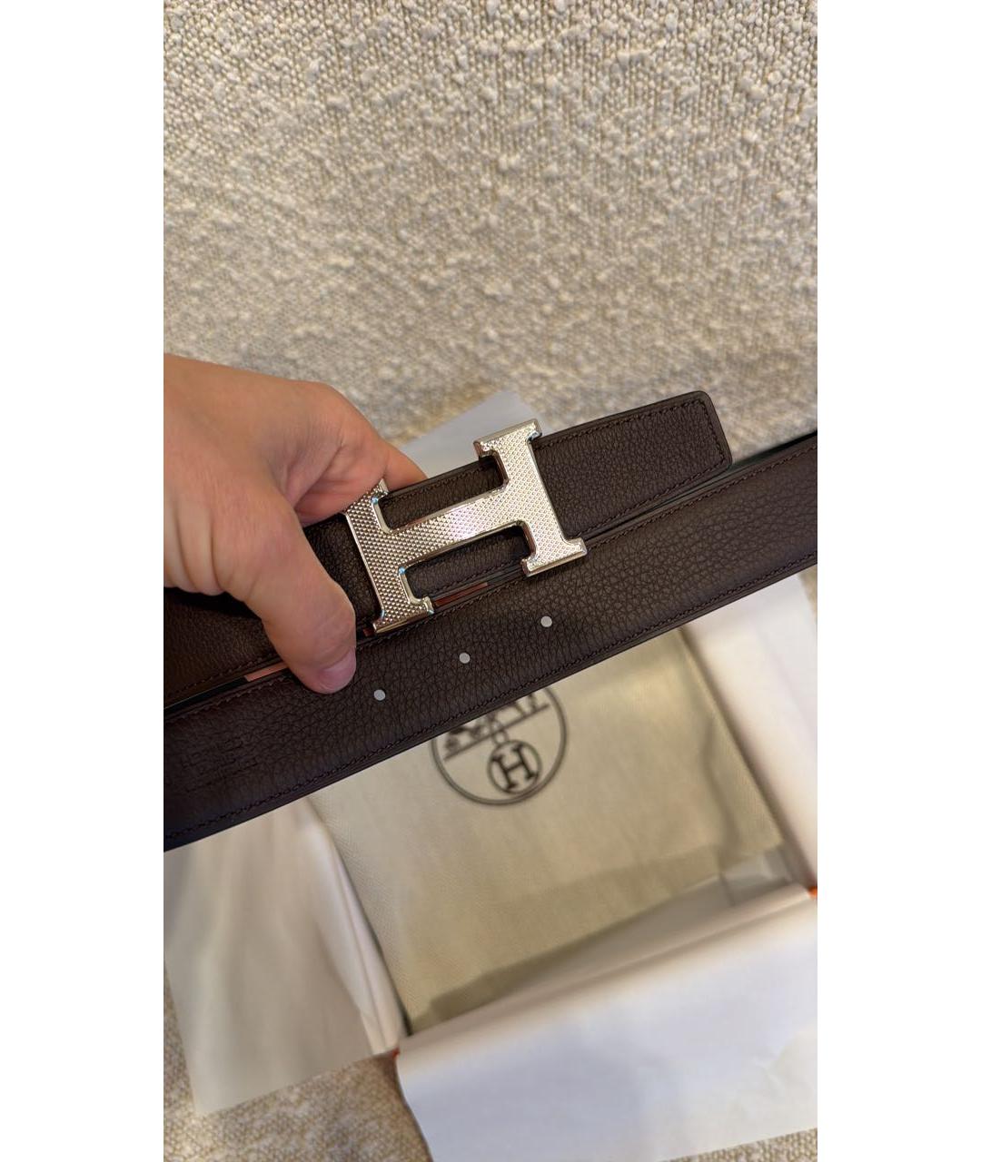 HERMES Черный кожаный ремень, фото 2