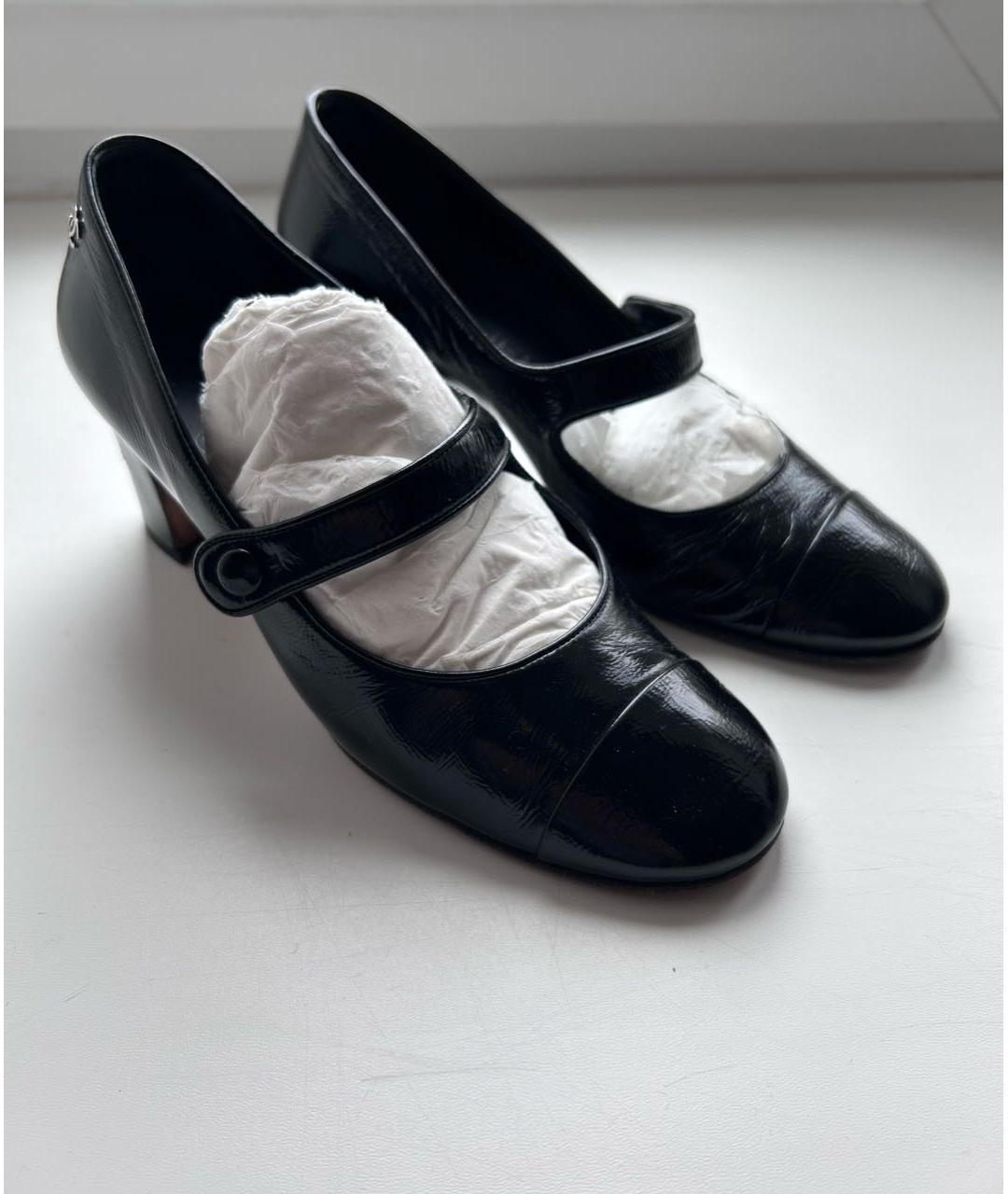 CHANEL Черные туфли из лакированной кожи, фото 7