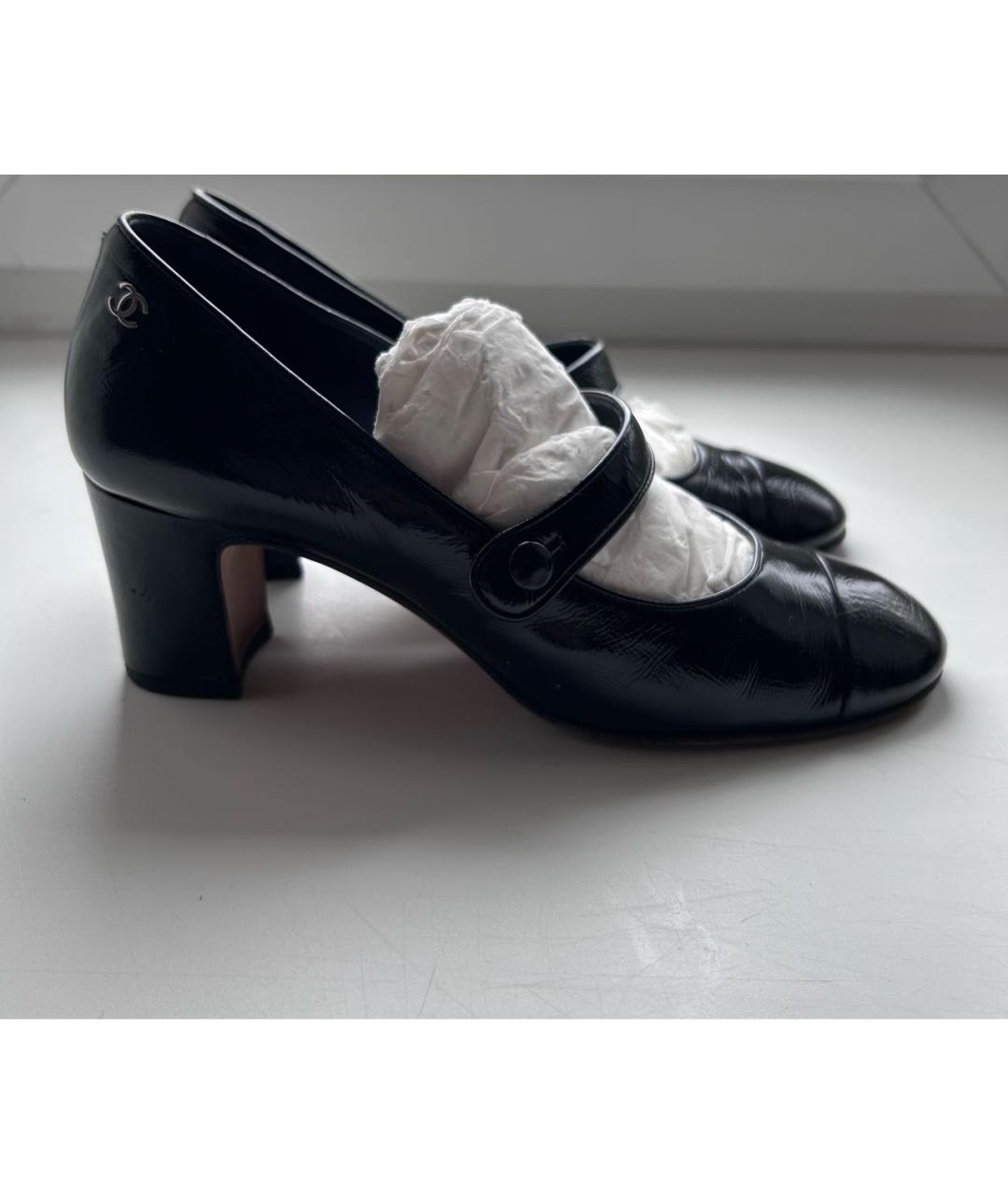 CHANEL Черные туфли из лакированной кожи, фото 8