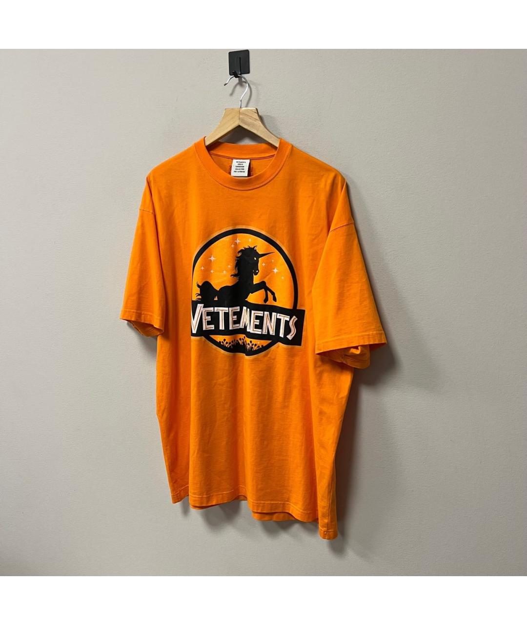 VETEMENTS Оранжевая хлопковая футболка, фото 2