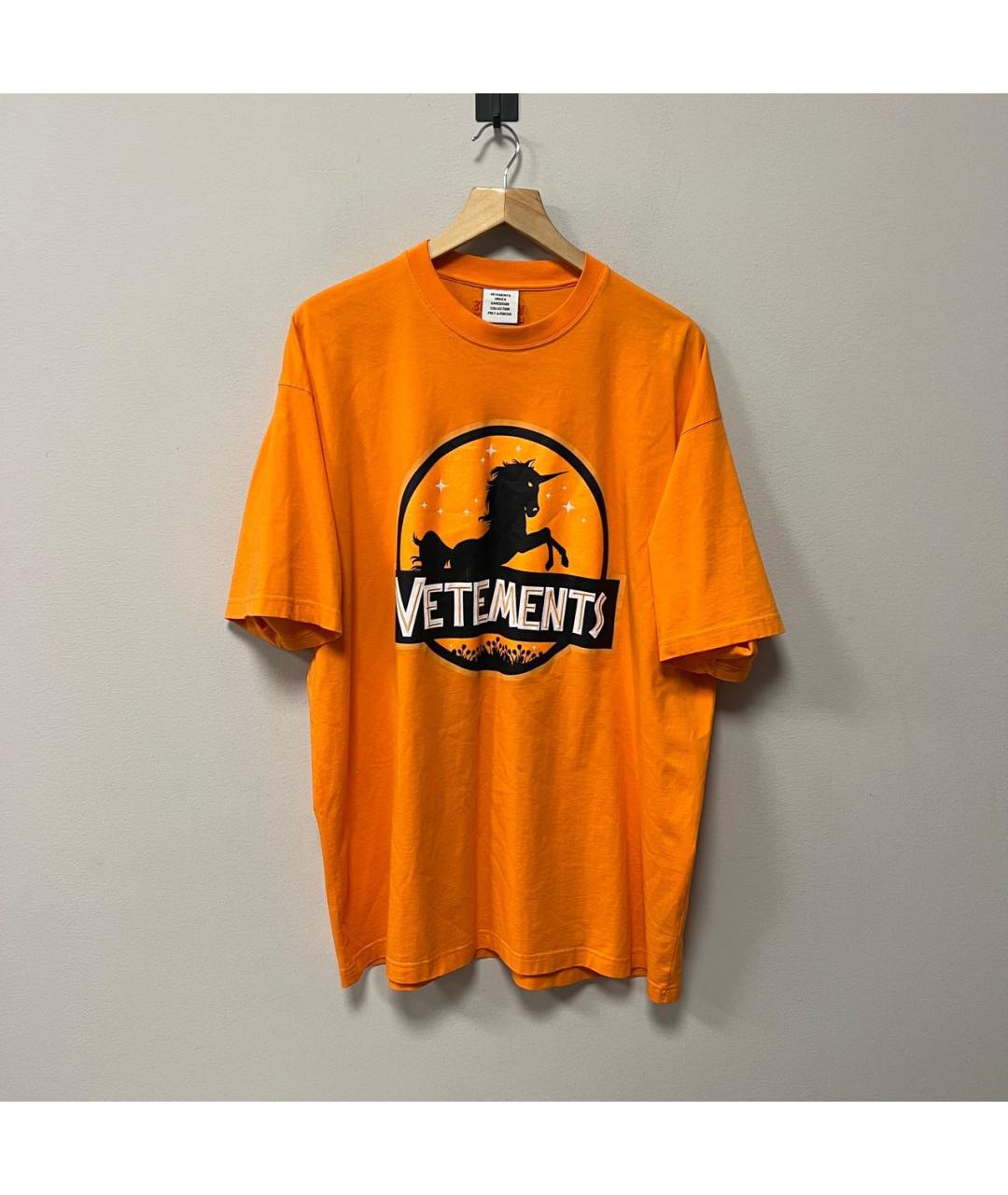 VETEMENTS Оранжевая хлопковая футболка, фото 6