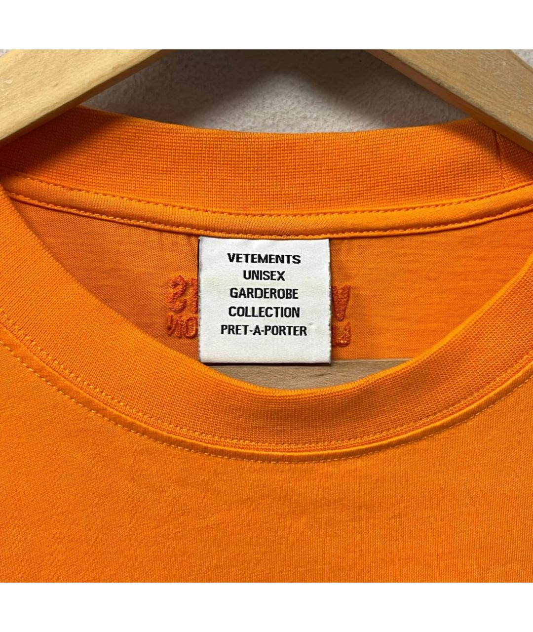 VETEMENTS Оранжевая хлопковая футболка, фото 4