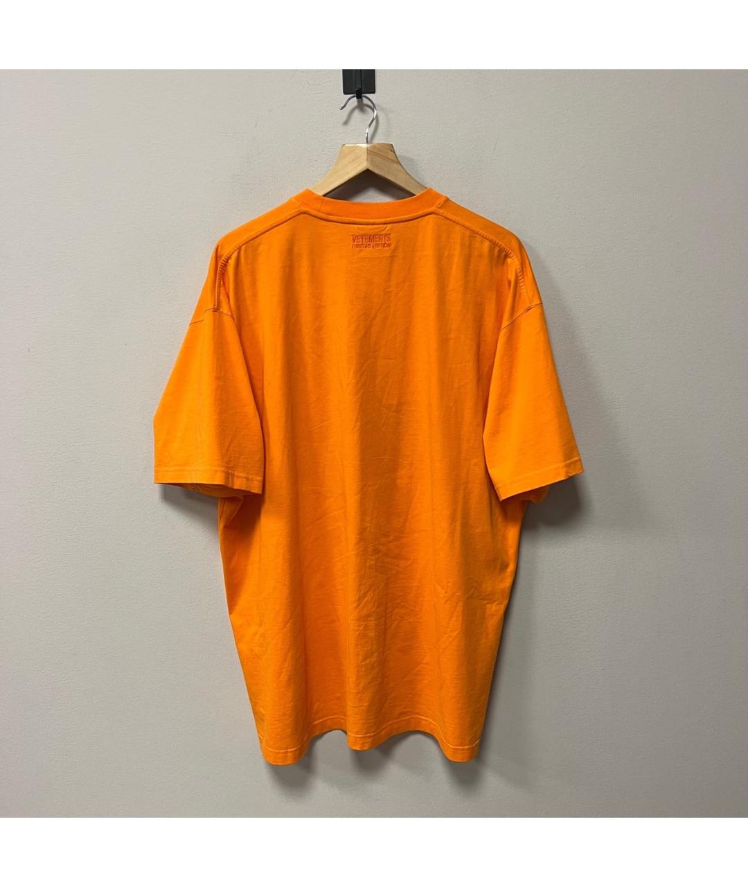 VETEMENTS Оранжевая хлопковая футболка, фото 3