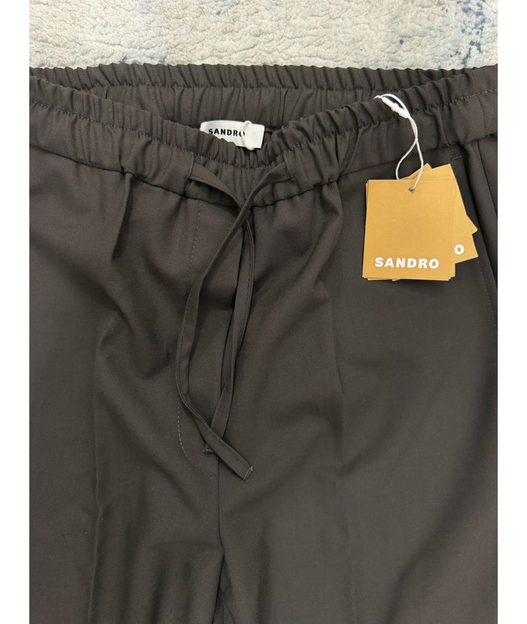 SANDRO Коричневые шерстяные брюки широкие, фото 3