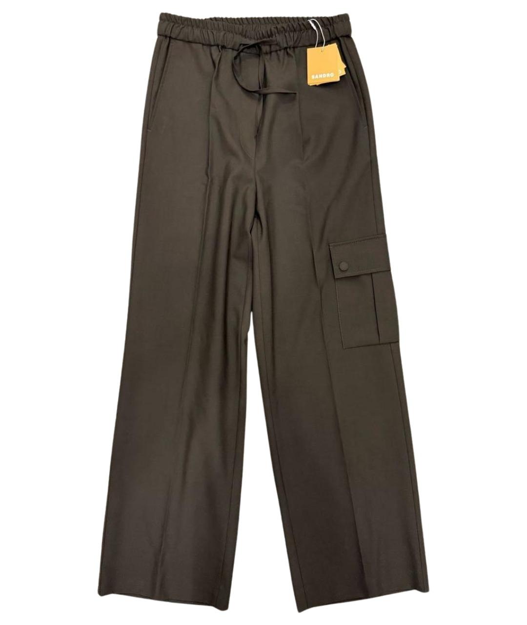 SANDRO Коричневые шерстяные брюки широкие, фото 1