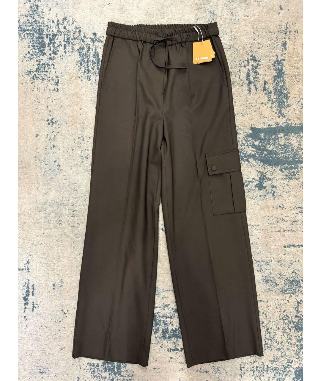 SANDRO Коричневые шерстяные брюки широкие, фото 8