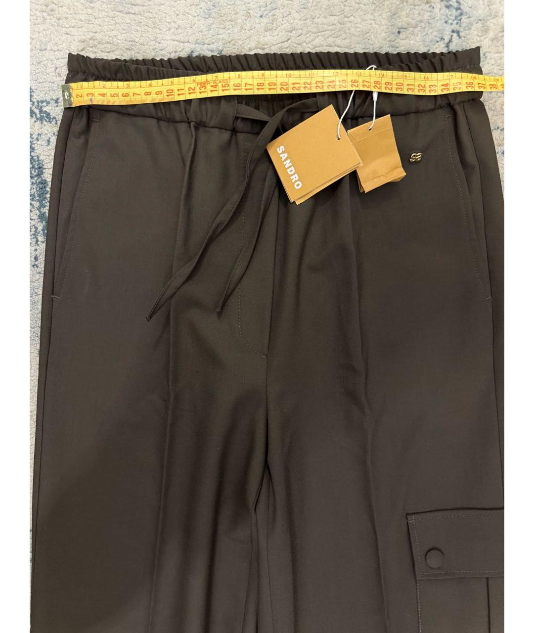 SANDRO Коричневые шерстяные брюки широкие, фото 5